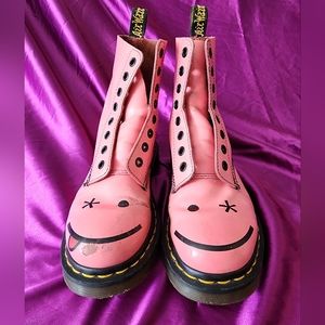 Dr Martens Hincky Acid Hot Pink Smile Wink Boots Rare Smiley Womens Size 5